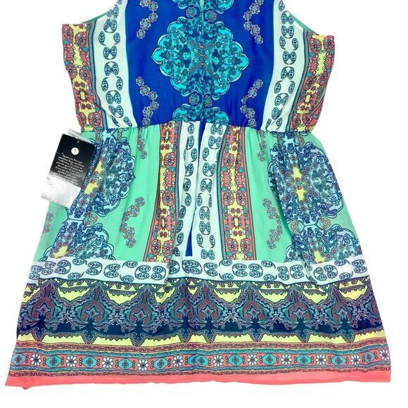 Loralette Dress Womens 2X Green Blue Paisley Print Summer Boho Beach Flowy NEW - Picture 8 of 16